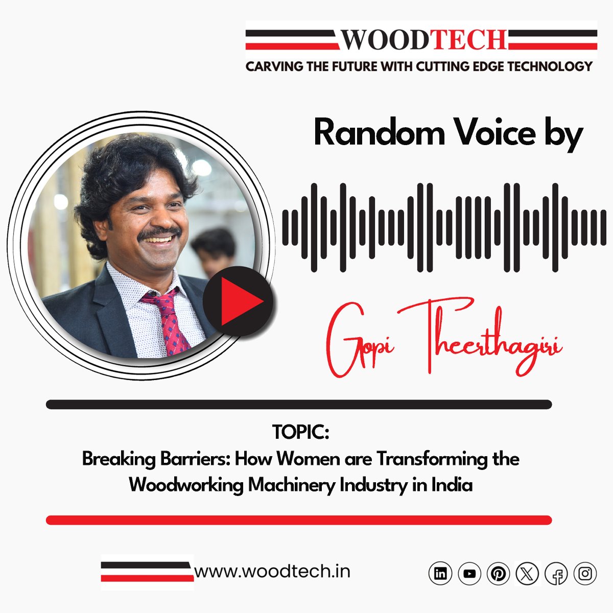 WoodtechC's tweet photo. Join the conversation and explore the world of woodworking with Mr. Gopi's "#RandomVoice." Here is A Preview of How Women are Breaking Barriers and #Transforming the #WoodworkingMachineryIndustry in India. Check out the Nov’24 edition of Random Voice 👉 https://t.co/kPdW3tYRHl https://t.co/enoNhLKhdA