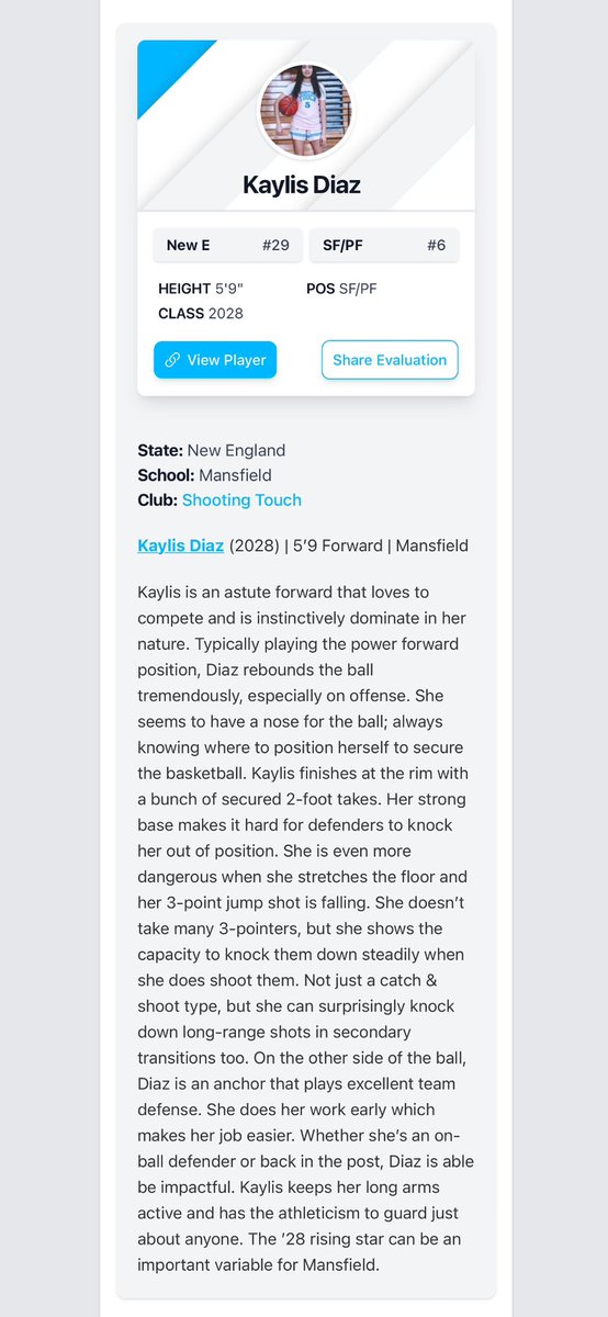 Kaylis Díaz (@kaybdiaz5) on Twitter photo Thanks for the love. Back to work. HWPO
<a href="/HardwoodJungle/">Hardwood Jungle</a> <a href="/ShootingTouch/">SHOOTING TOUCH</a> <a href="/ShootingTouchMA/">Shooting Touch Boston</a> <a href="/PGHNewEngland/">Prep Girls Hoops New England</a> <a href="/PrepGirlsHoops/">Prep Girls Hoops 🏀</a> Thanks for the love. Back to work. HWPO
<a href="/HardwoodJungle/">Hardwood Jungle</a> <a href="/ShootingTouch/">SHOOTING TOUCH</a> <a href="/ShootingTouchMA/">Shooting Touch Boston</a> <a href="/PGHNewEngland/">Prep Girls Hoops New England</a> <a href="/PrepGirlsHoops/">Prep Girls Hoops 🏀</a>