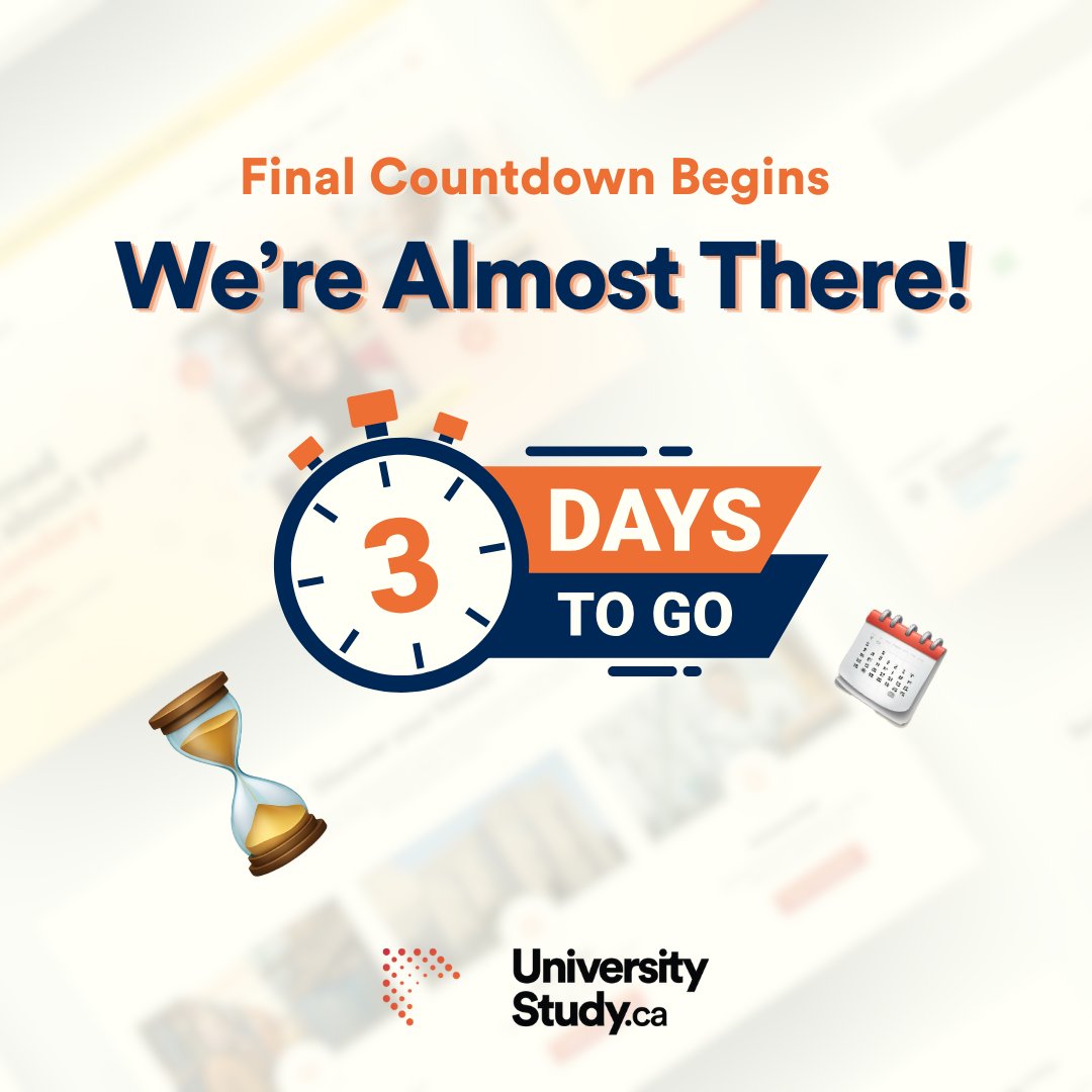 univstudyca's tweet image. Can you feel the excitement? 🥳 Only 3 days left until the new UniversityStudy.ca goes live! ⏳ Get ready to explore a whole new world of university options in Canada 👩🏻‍💻
#UniversityStudy