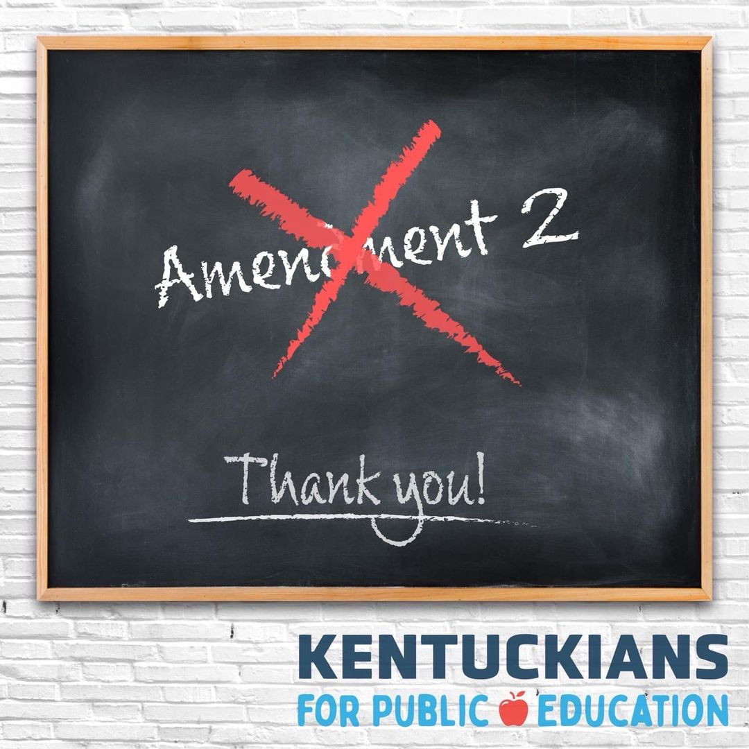 Thank you, fellow Kentuckians. We still have work to do to improve public education. Let's begin with:
- increased funding for SPED, gifted, &amp; early childhood;
- increased salaries for certified &amp; classified positions;
- respect for educators, support personnel, &amp;  administrators