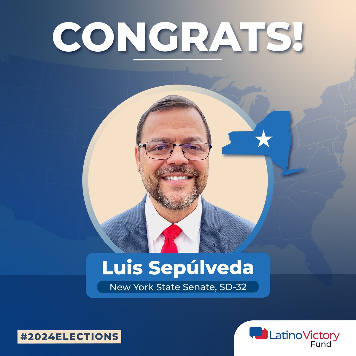 Latino Victory (@latinovictoryus) on Twitter photo We are proud to congratulate <a href="/LuisSepulvedaNY/">Luis Sepúlveda</a> on his win for New York State Senate, SD-32! His dedication to his community will make a lasting impact. We are proud to congratulate <a href="/LuisSepulvedaNY/">Luis Sepúlveda</a> on his win for New York State Senate, SD-32! His dedication to his community will make a lasting impact.