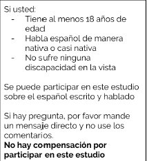 katie_slemp's tweet photo. Soy Katie Slemp. Trabajo en mi tesis sobre el lenguaje y el género. Si Ud. corresponde a los
criterios mencionados en la imagen que sigue, puede ir a este sitio web: https://t.co/bABmWBe1ct
Tiempo estimado para completar la encuesta : aproximadamente 20-30 minutos https://t.co/p4zp0dJCuV