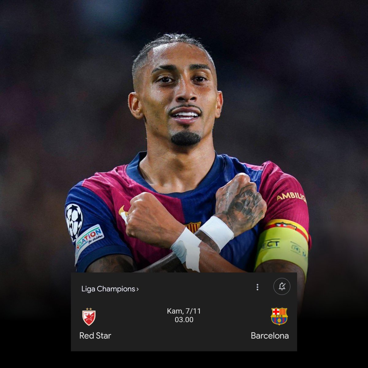 culesbarca1d's tweet photo. MATCHDAY!

LIGA CHAMPIONS

Red Star Belgrade vs FC Barcelona
Kamis, 7 November 
Pukul 03:00 WIB
Stadio Rajko Mitić

#VisçaBarça https://t.co/QnhvXkNPrl