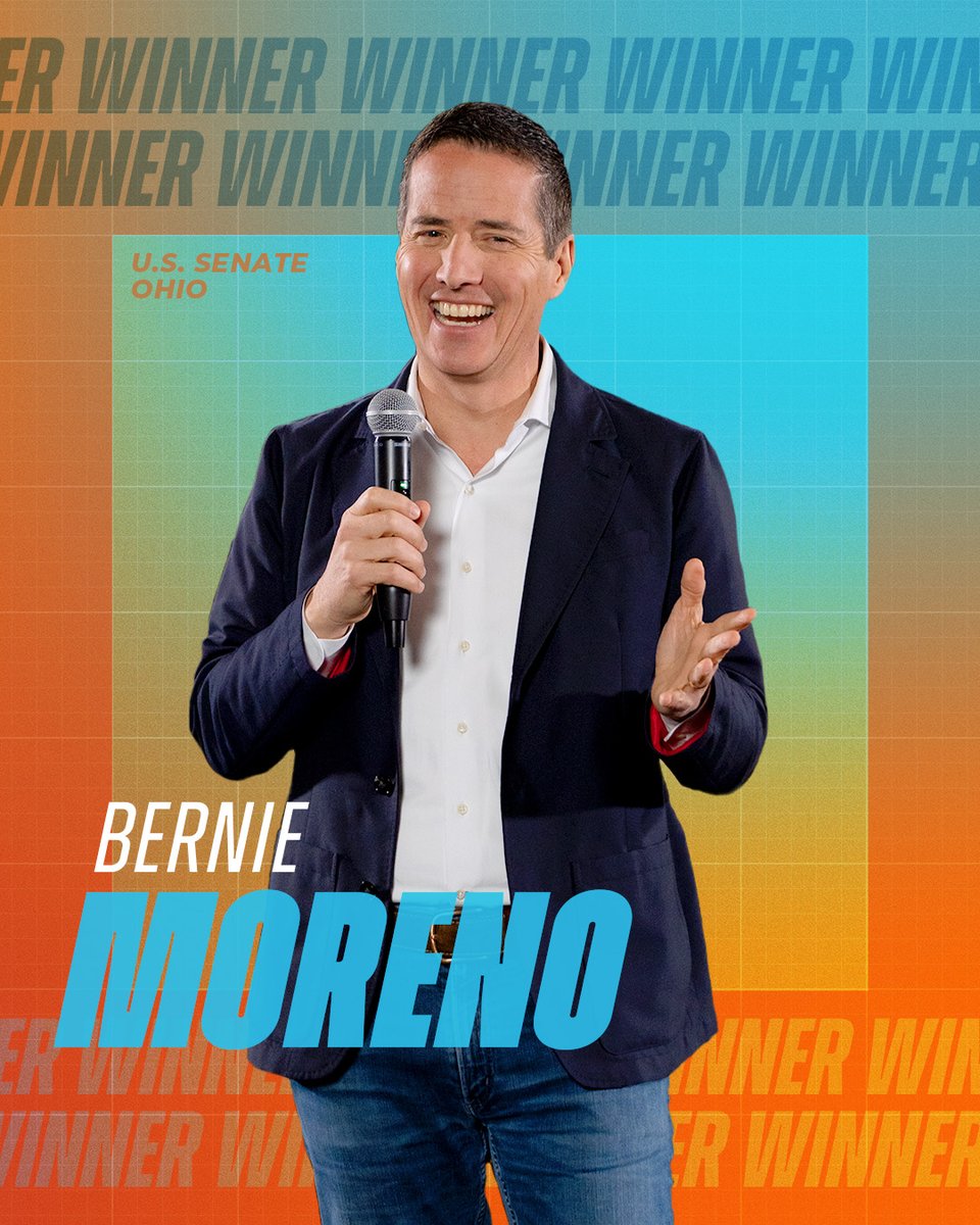 StrategyGroupCo's tweet photo. HUGE, historic victory for @berniemoreno-The new U.S. Senator from the great state of Ohio! We are incredibly proud to be a part of Team Moreno #OhioSEN https://t.co/dwR331z0rN