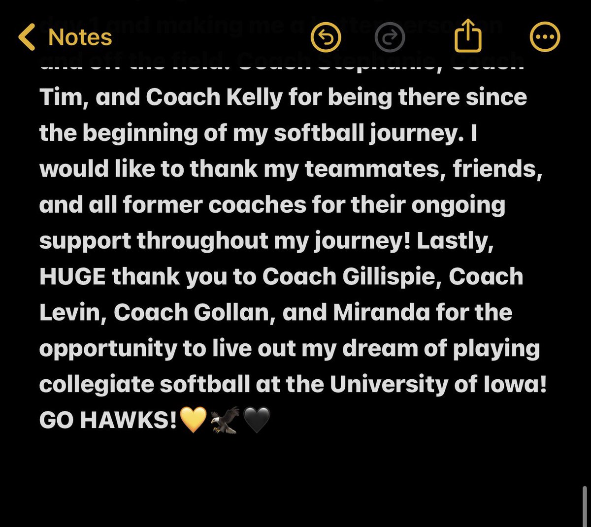 GO HAWKS!! 💛🦅🖤 <a href="/iowasoftball/">Iowa Softball</a> <a href="/CoachRGillispie/">Renee Gillispie</a> @_CoachLevin <a href="/KarlGollan/">Karl Gollan</a> <a href="/IowaPremierFP/">Iowa Premier Fastpitch</a> <a href="/PaigeShannonIPF/">Paige Shannon</a> <a href="/MVPSportsIL/">MVP Sports Complex</a> <a href="/CatchingCoach/">Mike Kuefler</a> <a href="/_YHSsoftball/">Yorkville High School Softball</a>