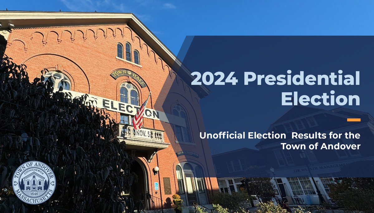 Unofficial Results from the Town of Andover for the November 5, 2024 Presidential Election: andoverma.gov/ArchiveCenter/…