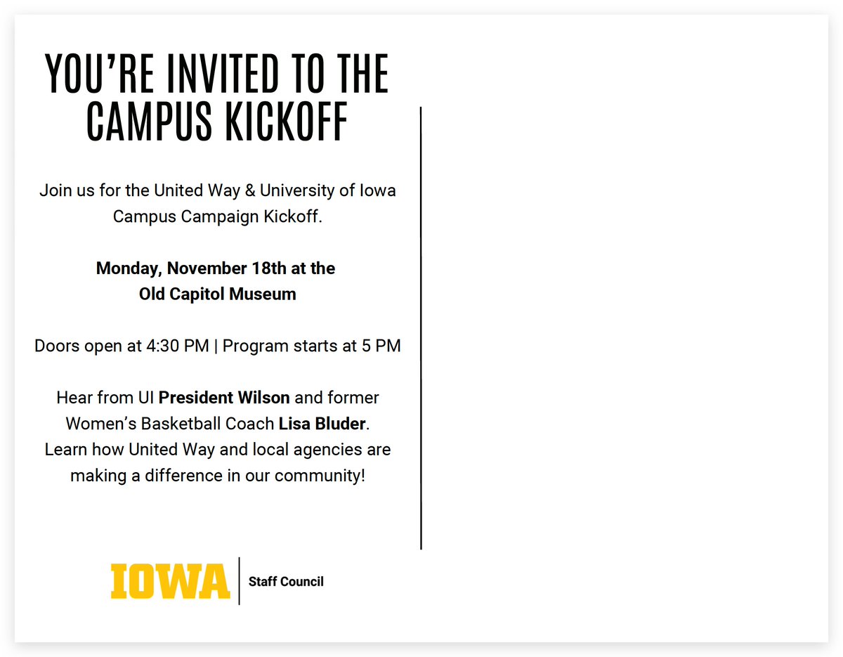 Join us for the United Way &amp; University of Iowa Campus Campaign Kickoff!