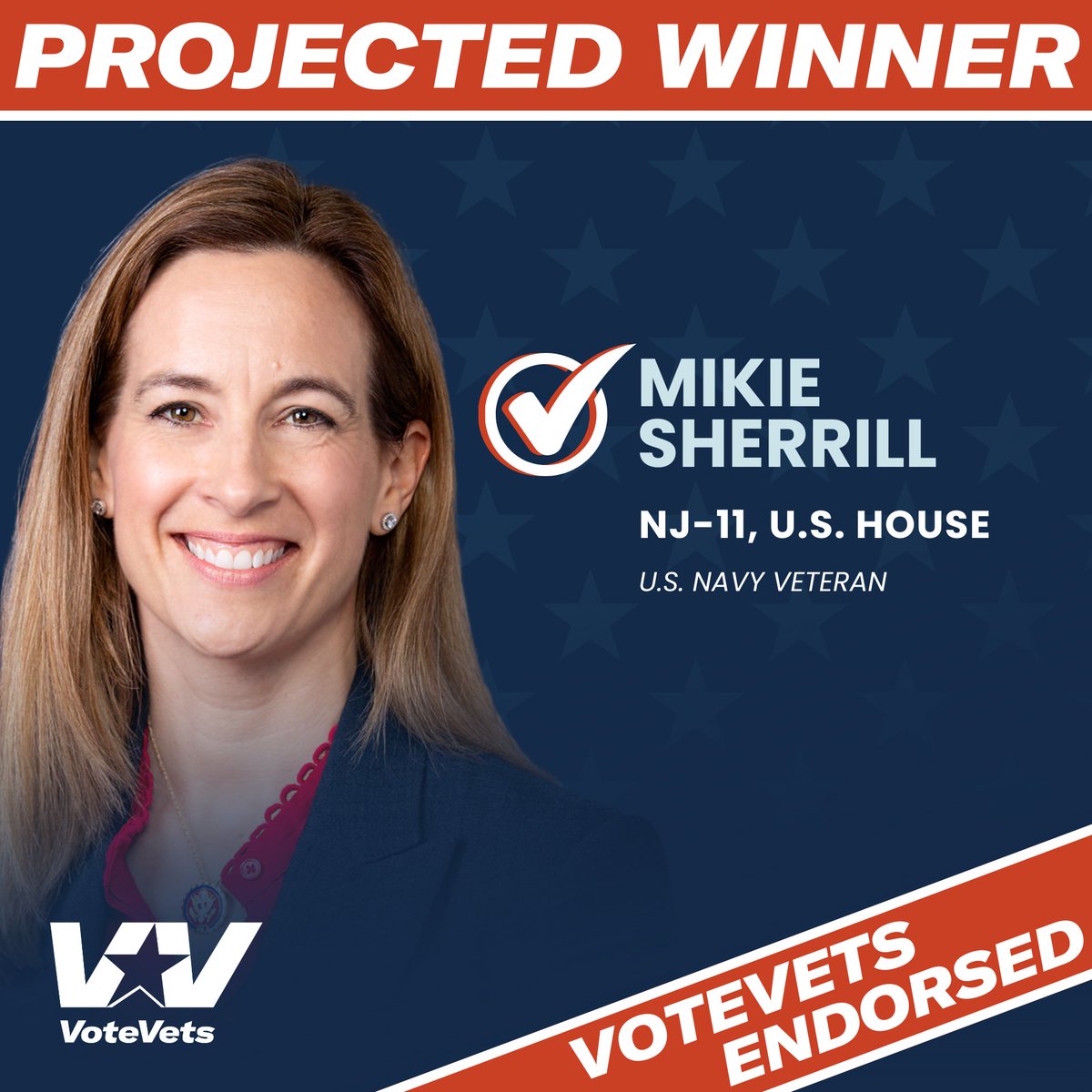 Congratulations <a href="/MikieSherrill/">Mikie Sherrill</a>! #NJ11 🇺🇸