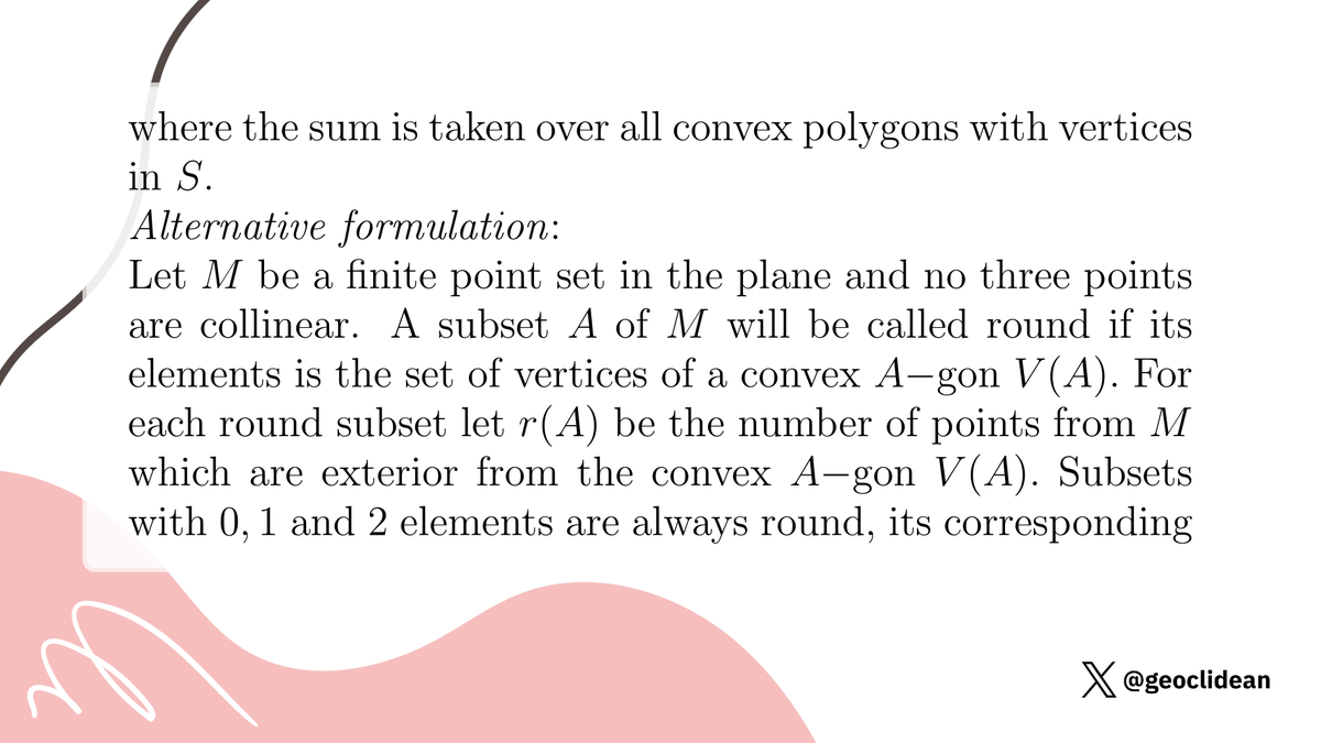 geoclidean's tweet photo. Did you talk to Noga Alon?
#Algebra #Polynomial #Probability #ExpectedValue #ProbabilisticMethod #IMOShortlist https://t.co/Mqa7CFtBgr
