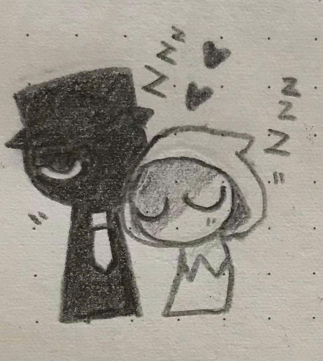 I'm too lazy to draw on digi 
The photo is a bit blurry.😭