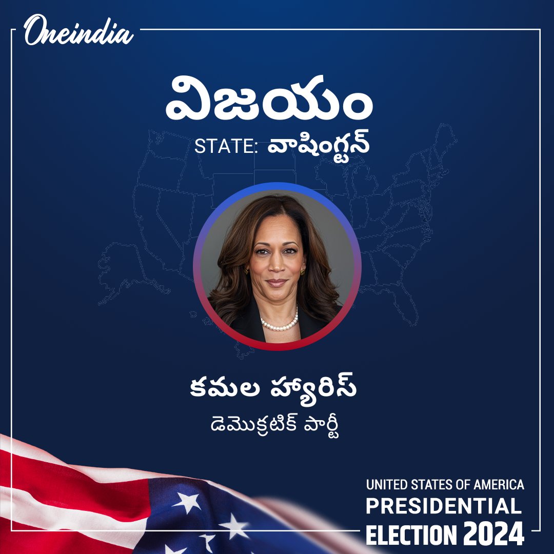oneindiatelugu's tweet photo. కాలిఫోర్నియా, వాషింగ్టన్ లో కమల హ్��ారిస్ విజయం 
#KamalaHarris #California #Washington #USElection2024 #USPresidentialElection2024 #USElectionWithOneindia #Oneindiatelugu https://t.co/bmksWcPPRy