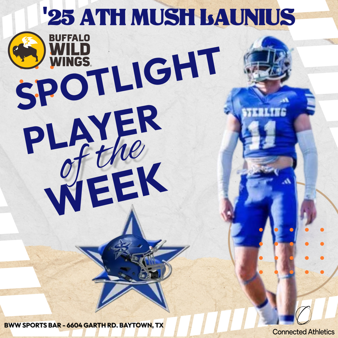 Spotlight Player of the Week: '25 ATH Mush Launius!

We’re thrilled to announce that <a href="/M1Status/">Mush Launius</a>, a standout athlete from the <a href="/RSS_RangersFB/">Baytown Sterling HS Rangers Football</a>, is our <a href="/BWWings/">Buffalo Wild Wings</a>  Player of the Week! 

Mush has shown incredible dedication and talent on the field, embodying the spirit of hard work and