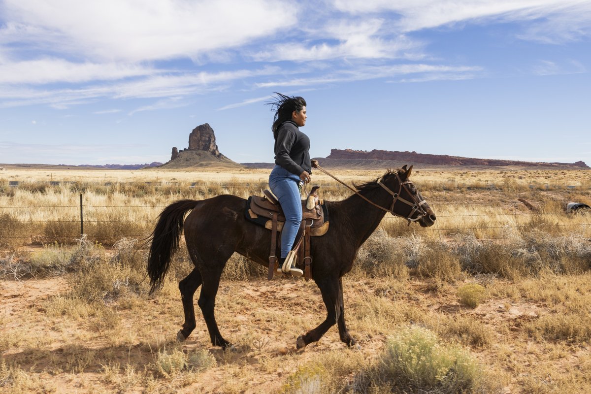 2024 is the 100th year anniversary of Native Americans right to vote! Chavez Young places his Harris/Walz on his horse as he prepares to ride to the polls on the Navajo Reservation on November 5, 2024, in Kayenta, Arizona. Shot for <a href="/washingtonpost/">The Washington Post</a>  
washingtonpost.com/politics/2024/…