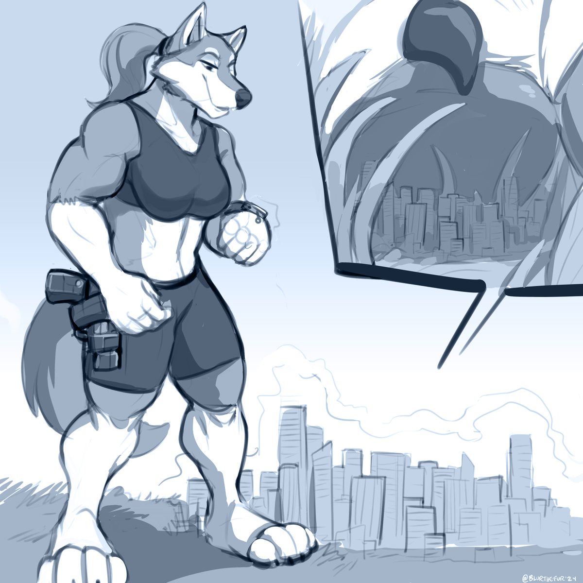 BottleH20's tweet photo. New Character! Meet Annie Greywolf, Ex-Military turned Mercenary with a passion for using size technology. Backstory linked below! Thank you @BlurTheFur https://t.co/SiF3avBH1l