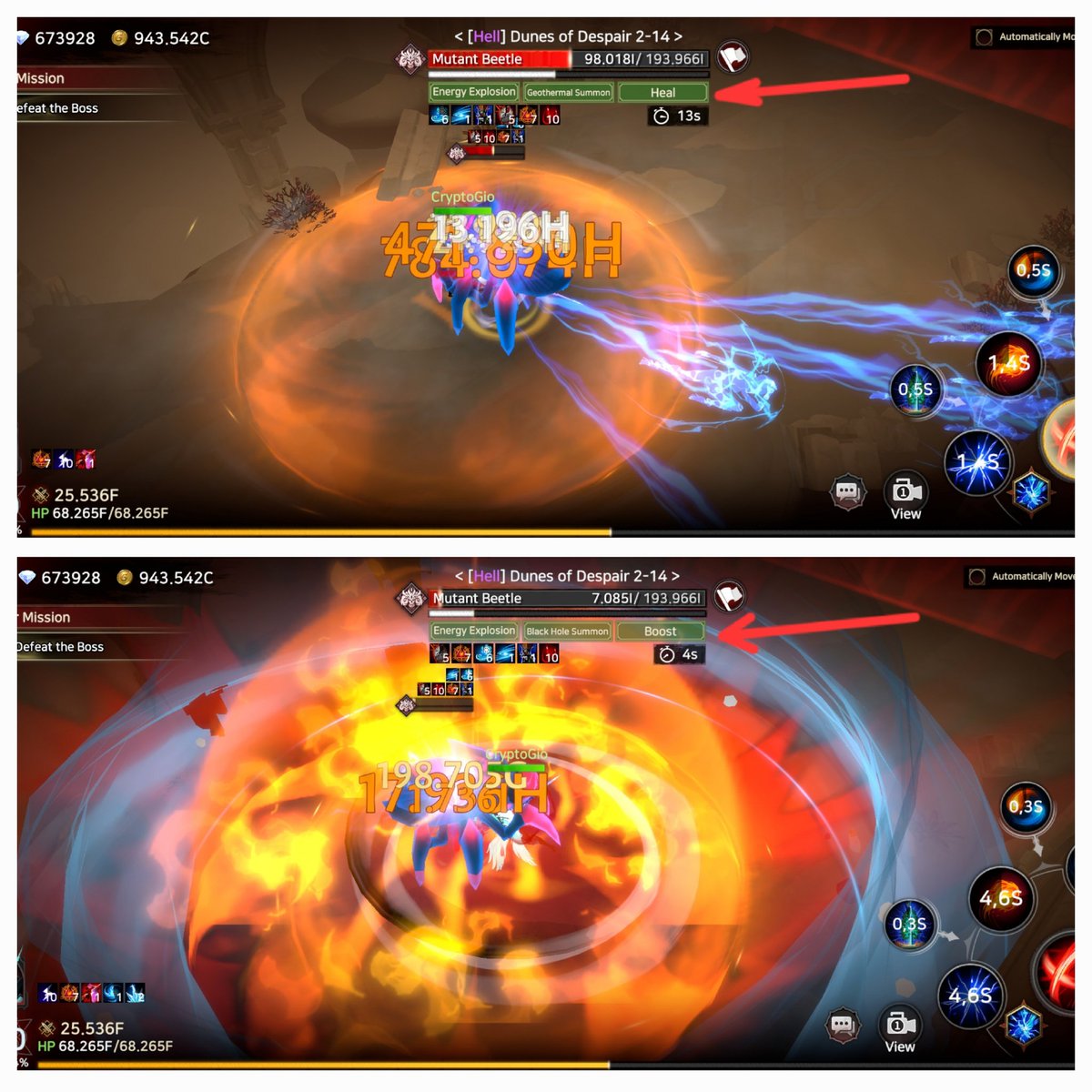 CryptoGi0's tweet image. If you can&apos;t beat the boss the 1st time, try again 🔄💪🏽✅🔥
@immortalrising2
 
- Upper boss Heal power (failed) 🤔
- Below boss Boost power (won) 🫡

Both are same bosses, only Heal changed to Boost 👀💡
#IR2 #Bosses #Web3 #immutable