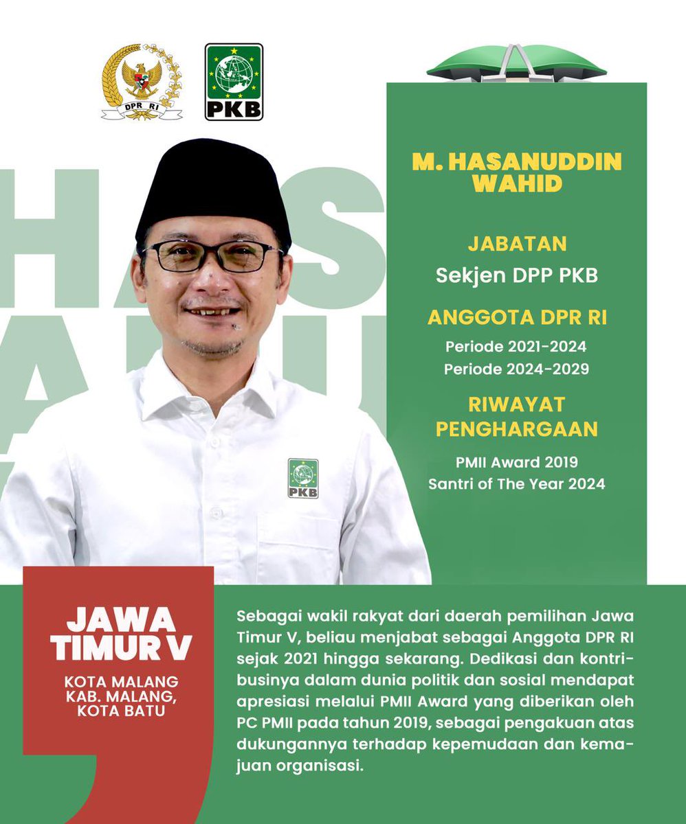 Yuk, kenalan lebih dekat dengan M. Hasanuddin Wahid! 🌟
<a href="/EmHasanuddin/">M Hasanuddin Wahid</a> 

Sebagai Sekjen DPP PKB dan Anggota DPR RI dari dapil Jatim V, beliau aktif memperjuangkan kepemudaan dan kemajuan organisasi. Didedikasikan untuk masyarakat sejak 2021, beliau juga telah menerima penghargaan