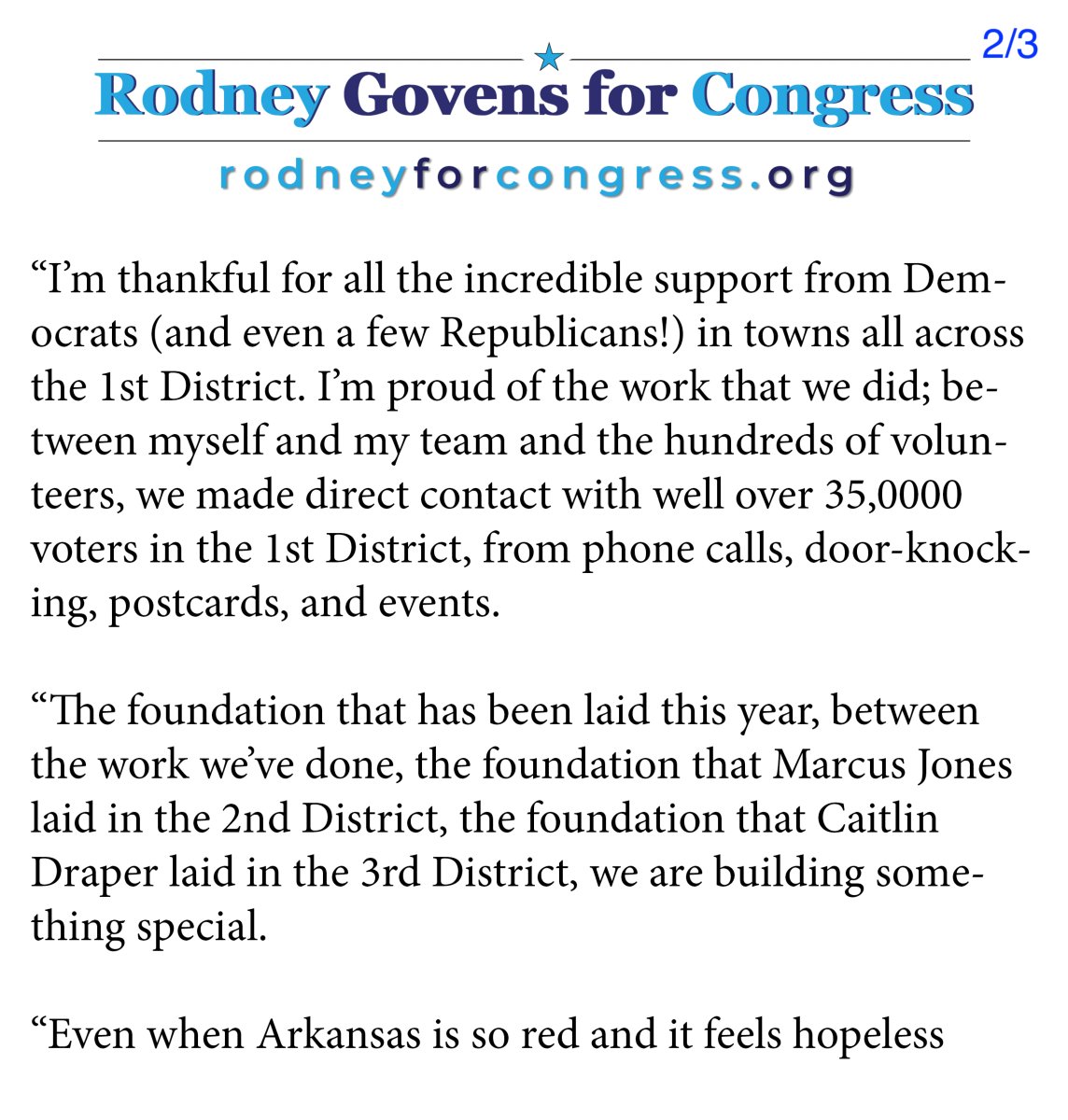Rodney4Arkansas's tweet photo. Thank you to everyone who supported our campaign along the way! Attached is a statement from Rodney, or watch his speech here: https://t.co/onN9DvB5E5 https://t.co/sVWxz754vt
