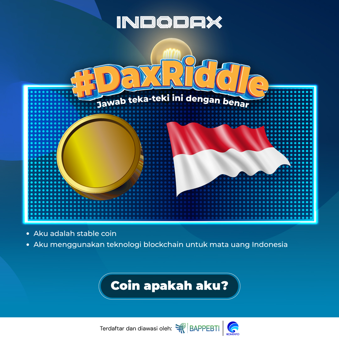 indodax's tweet photo. Main tebak-tebakan lagi yuk! 

Ada hadiah total Rp4 juta buat 10 pemenang! 

Cuss swipe left buat ikutin syarat ketentuannya dan jawab slide 3 #DaxRiddle di Instagram atau Twitter INDODAX dengan benar ya 

Good luck! 😉

#INDODAX #AsetMasaDepan https://t.co/Bpe2WeL4ex