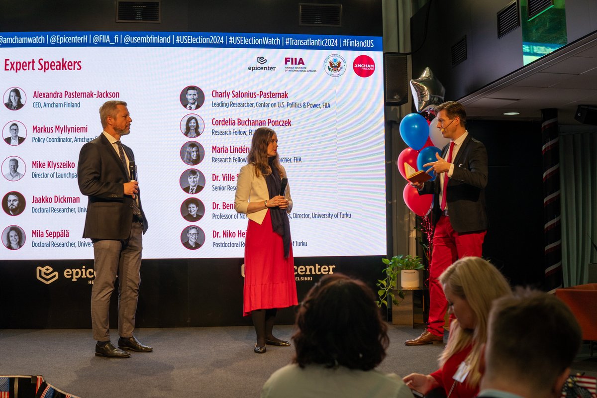 We welcomed <a href="/amchamwatch/">Amcham Finland</a>'s Mike Klyszeiko, Director of #LaunchpadUSA on stage together with <a href="/marialindenusa/">Maria Lindén (os. Annala)</a>, in a conversation facilitated by <a href="/FIIA_fi/">FIIA</a>'s <a href="/charlyjsp/">C Salonius-Pasternak</a>. #USElectionWatch #FinlandUS