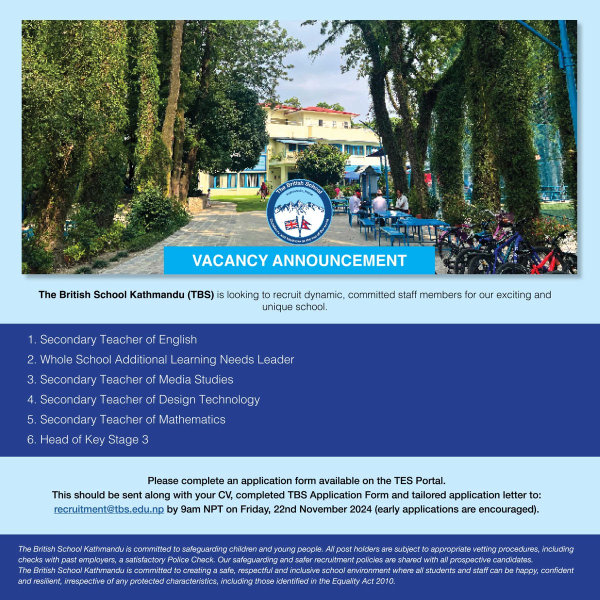 🌟 Join Our Team! 🌟 The British School is hiring passionate professionals dedicated to shaping young minds. If you're ready to make a difference in education and grow with us, we’d love to hear from you!

Check out our current vacancies and apply today!