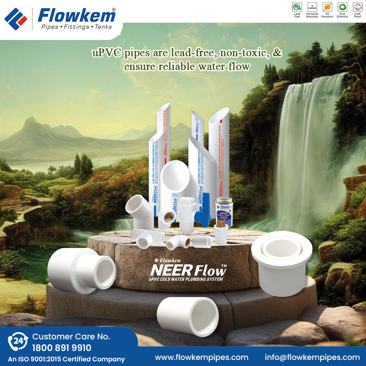 Flowkem1's tweet image. 💧 Pure water, pure life! Flowkem&apos;s NeerFlow uPVC pipes are lead-free, non-toxic, and crafted for reliable water flow. Perfect for cold water plumbing, NeerFlow ensures safety and durability with every drop. 🌊💪

#Flowkem #NeerFlow #ColdWaterPlumbing #LeadFreePipes #NonToxic