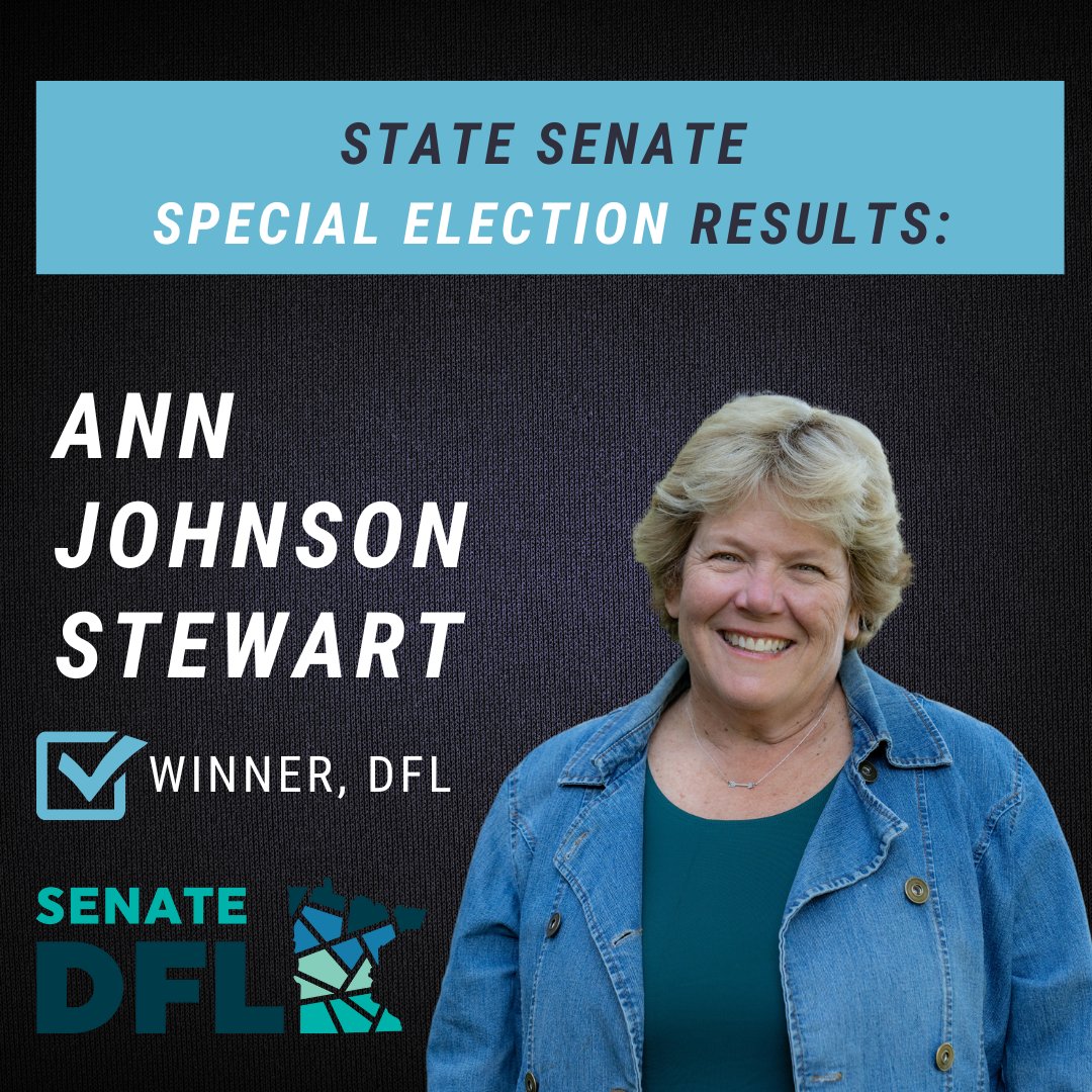 Minnesota has secured a DFL Senate Majority - it's time to keep moving forward for our families and our freedoms! Congratulations, Ann Johnson Stewart!