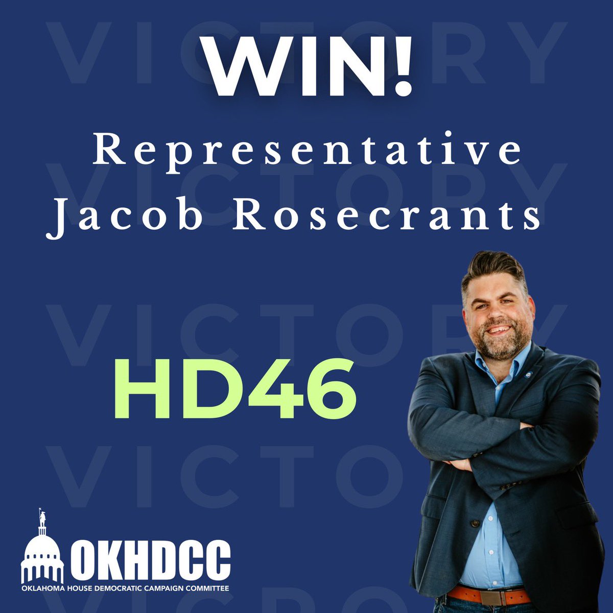 Oklahoma House Democrats (@okhdcc) on Twitter photo Congratulations to Representative Jacob Rosecrants on his re-election victory! <a href="/jacobrosecrants/">Rep. Jacob Rosecrants 🌩️</a>
He'll continue to be Oklahoma's greatest advocate for public education and the Norman community.
He can't be beat! Congratulations to Representative Jacob Rosecrants on his re-election victory! <a href="/jacobrosecrants/">Rep. Jacob Rosecrants 🌩️</a>
He'll continue to be Oklahoma's greatest advocate for public education and the Norman community.
He can't be beat!