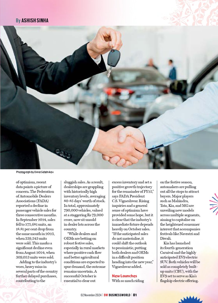 BWBusinessworld's tweet image. With declining passenger vehicle sales, automakers pin hopes on Navratri-Diwali to spur a turnaround in FY25

Read More: ow.ly/sg8450U11KN

#IndianAutomobile #AutomotiveIndustry #FestiveSeason #AutomotiveNews #AutoTrends #CarMarket #VehicleSales #IndianCars #ConsumerDemand
