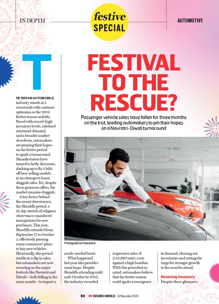BWBusinessworld's tweet image. With declining passenger vehicle sales, automakers pin hopes on Navratri-Diwali to spur a turnaround in FY25

Read More: ow.ly/sg8450U11KN

#IndianAutomobile #AutomotiveIndustry #FestiveSeason #AutomotiveNews #AutoTrends #CarMarket #VehicleSales #IndianCars #ConsumerDemand