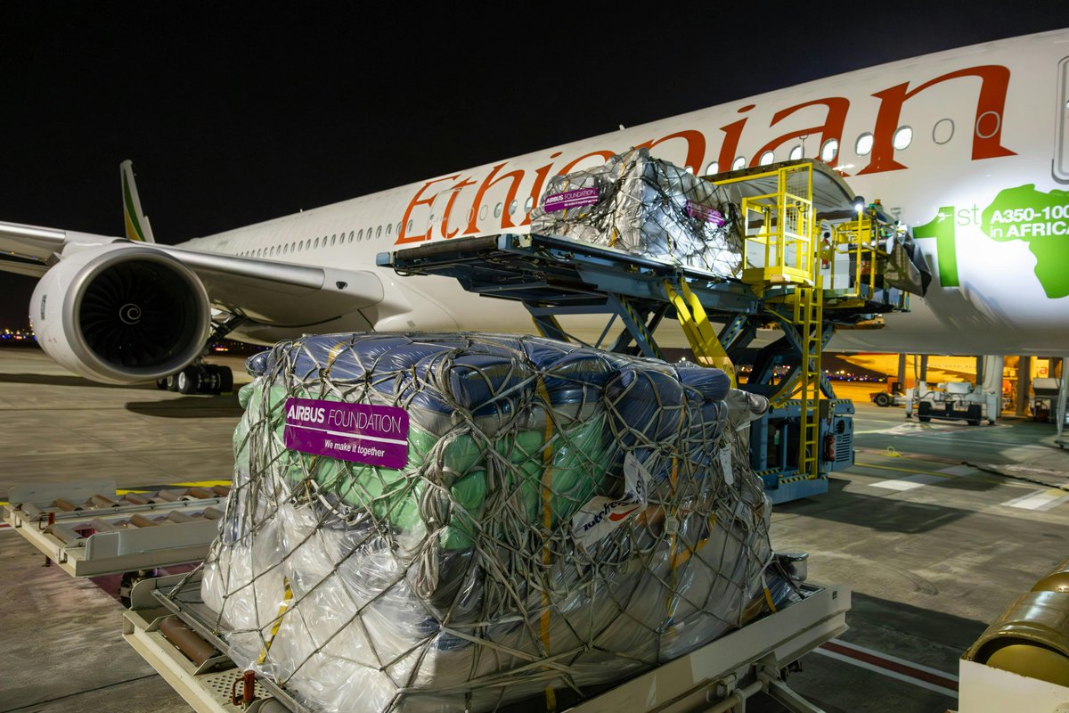 Airbus Foundation (@airbusfdn) on Twitter photo Joining 💪w/<a href="/ONG_ASF/">Aviation Sans Frontières</a> to transport 11.5 tons of medical supplies for <a href="/flyethiopian/">Ethiopian Airlines</a> Airlines Foundation using the latest✈️️#A350 delivery to Ethiopian Airlines. Joining 💪w/<a href="/ONG_ASF/">Aviation Sans Frontières</a> to transport 11.5 tons of medical supplies for <a href="/flyethiopian/">Ethiopian Airlines</a> Airlines Foundation using the latest✈️️#A350 delivery to Ethiopian Airlines.