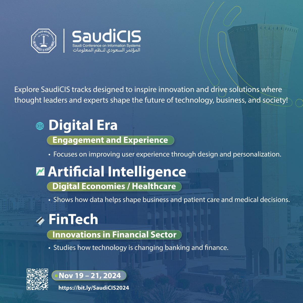 kfupm_kikx's tweet photo. Explore the cutting-edge at SaudiCIS Conference Tracks! 
Dive into specialized sessions featuring the latest advancements in cybersecurity, AI, cloud computing, and digital innovation. Join industry leaders and experts as they shape the future of technology in Saudi Arabia. 🌐🚀 
Don’t miss out—where innovation meets insight!
@Saudi_AIS 
Register Now! https://t.co/3FFBwRWU02