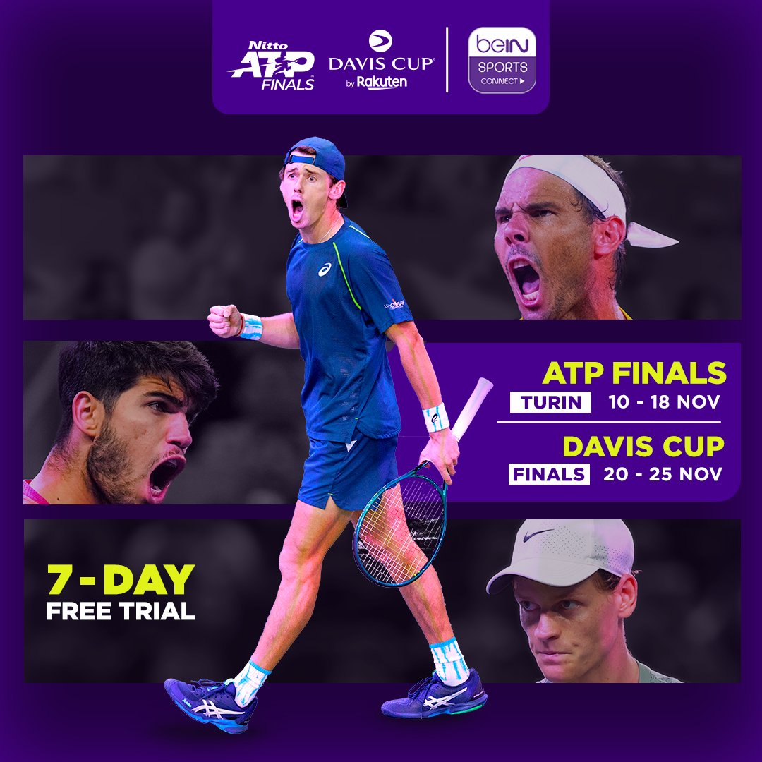 😍🔥 This line-up of tennis on beIN SPORTS in November!! <a href="/alexdeminaur/">Alex de Minaur</a> becomes the first Australian in 20 years to contest the <a href="/atptour/">ATP Tour</a> finals and <a href="/RafaelNadal/">Rafa Nadal</a> hits the court for the last time at the <a href="/DavisCup/">Davis Cup</a> finals! 

📱Get it!! 👉 tinyurl.com/2scn56md