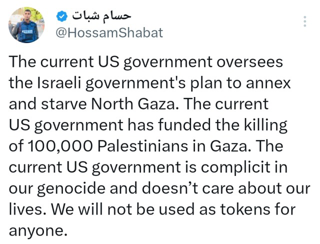 sapphosyd9's tweet photo. not disputing your other points, but Palestinians have repeatedly asked y’all to keep their country’s name out of your mouth to defend Kamala. The Biden-Harris admin has already enabled and armed one of the most live-streamed genocides on the planet. https://t.co/3HblJVrEuG
