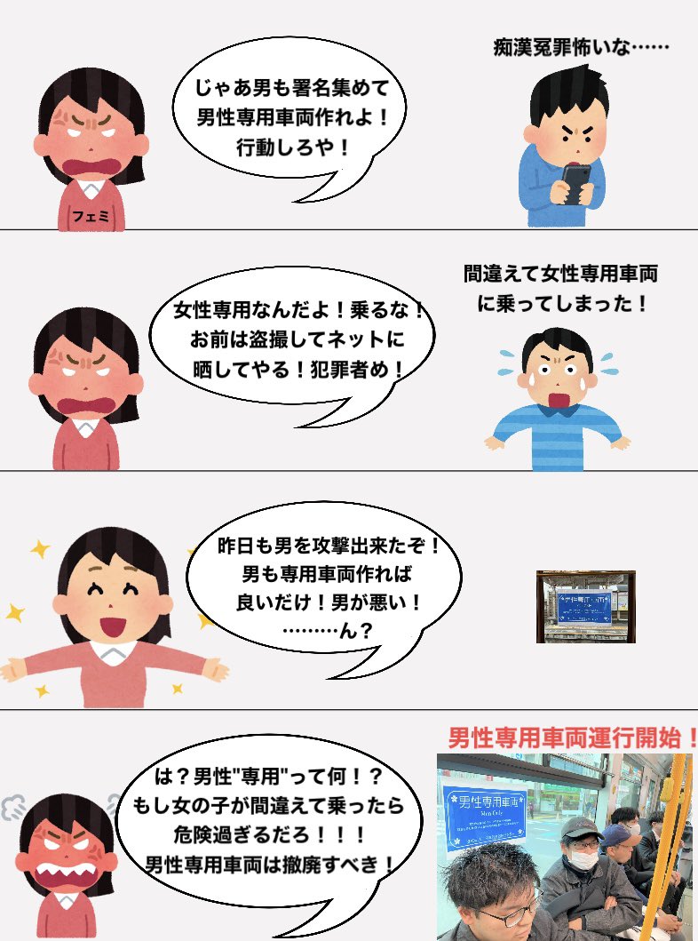 男性専用車両一連の流れ