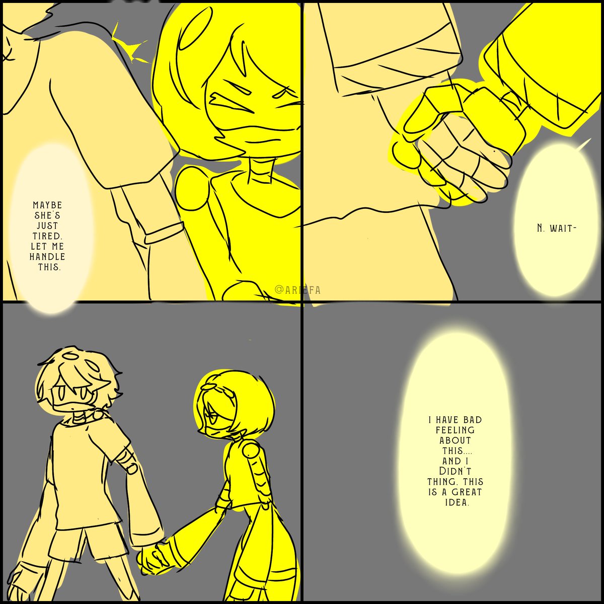 ariefa_lul4's tweet photo. Part 3🌟 Its a bad idea? Is it?
Yay! You guys did it!
(Now 350 view, so i'll continue-)
#murderdrones #nuzi #v
#SerialDestinationN #serialdesignationV
#UziDoorman #aucomic #AU
#murderdronesAU #comicartist #fanart https://t.co/1dYkN595Pn
