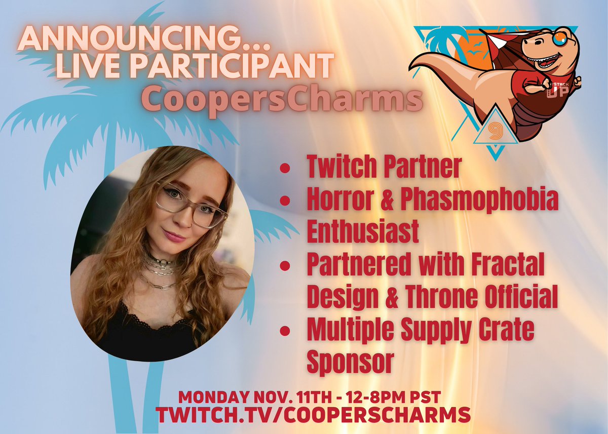 StackUpDotOrg's tweet photo. Yet another 1st time competitor in Stack Up's Call to Arms LIVE event: @CoopersCharms.
CoopersCharms is Horror and Phasmophobia enthusiast who has sponsored many Supply Crates.
We're looking forward to seeing how far she goes on Veterans Day's #C2ALIVE! https://t.co/aotUwgrm5t