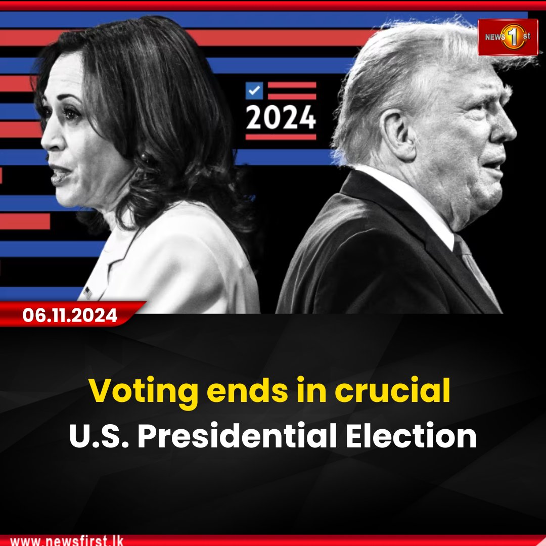 NewsfirstSL's tweet photo. Voting ends in crucial U.S. Presidential Election

Details:https://t.co/ieStJBKL5q

#News1st #NewsFirst #NewsFirstEnglish #lka #SriLanka #local #colombonews #latestnews #US #presidentialelecetion #donaldtrump #kamalaharris #votingends https://t.co/nHe2z8wAyA