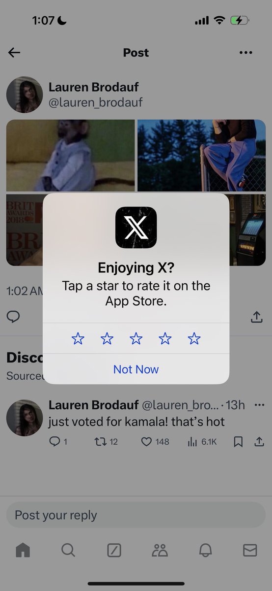 ntorch96's tweet photo. @lauren_brodauf No. I am most certainly not enjoying X. https://t.co/psPnu7R2t6