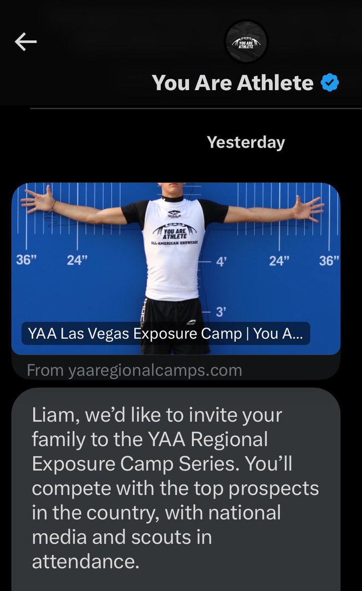 Thank you <a href="/youareathlete/">You Are Athlete</a> &amp; <a href="/ShockDoctor/">Shock Doctor</a> for the YAA Regional Exposure Camp invite.  I’m definitely in and will see you guys in Vegas….  Let’s go!!!