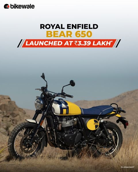 BikeWale's tweet photo. #RoyalEnfield has launched the #Bear650 in India and it is priced at Rs. 3.39 lakh (ex-showroom, Delhi). It is based on the existing Interceptor 650 but is a more off-road capable motorcycle and Royal Enfield’s middleweight scrambler offering.
#royalenfieldbear650 #bwlaunch https://t.co/1LFrt9BvM1
