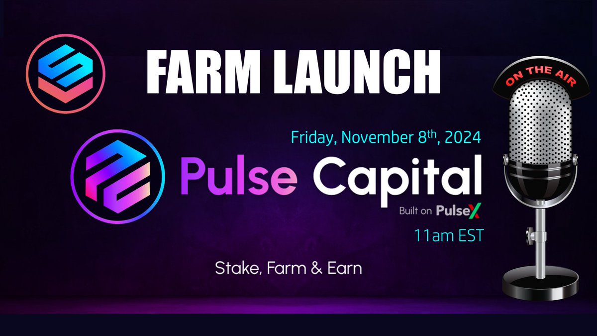 Pulse Capital YouTube Channel 

We are extremely excited to inform the community we now have a Pulse Capital YouTube channel where we will hold our AMA’s. Our first🎙️livestream will be dedicated to our farm launch. It will be an exciting time so bring your questions, comments,