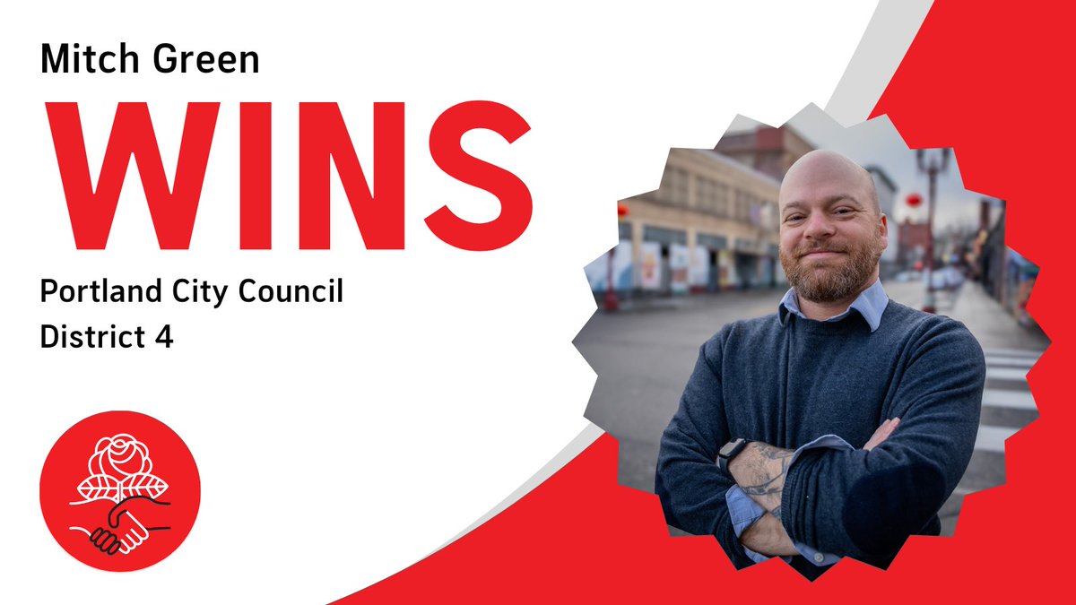 DSA (@demsocialists) on Twitter photo DSA congratulates <a href="/mitch4portland/">Mitch Green for Portland City Council, District 4</a> and <a href="/PortlandDSA/">Portland DSA</a> on their victory in the Portland, Oregon City Council nonpartisan election for District 4. Mitch ran a fighting campaign for the working class as a proud, open socialist. DSA congratulates <a href="/mitch4portland/">Mitch Green for Portland City Council, District 4</a> and <a href="/PortlandDSA/">Portland DSA</a> on their victory in the Portland, Oregon City Council nonpartisan election for District 4. Mitch ran a fighting campaign for the working class as a proud, open socialist.