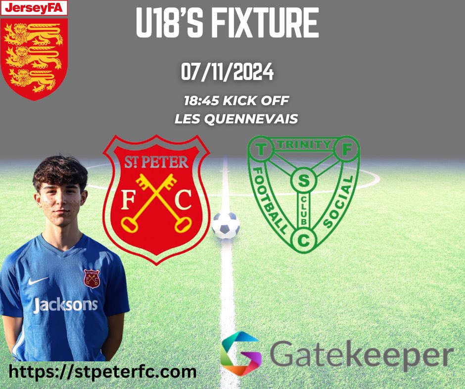 U18 Fixture.

U18’s are looking to get back to winning ways when we take on Trinity u18s on Thursday night under the lights at Les Quennevais.