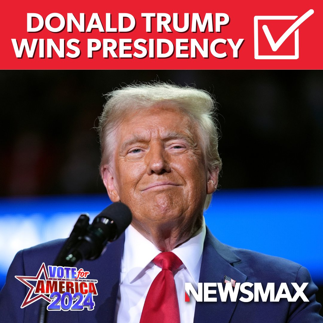 BREAKING NEWS: DONALD TRUMP WINS PENNSYLVANIA, REACHES 270 ELECTORAL VOTES to win the presidency! 

NEWSMAX projects Donald Trump to win Pennsylvania and its 19 electoral votes — the first news network to call the presidential race for Donald Trump.

Current Electoral Vote Count