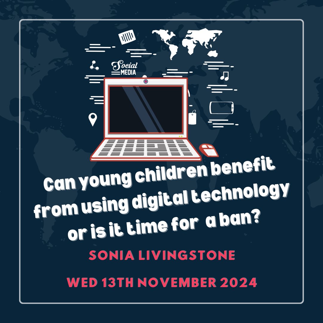 JMEarlyYears's tweet image. Next Week!
🎤 Sonia Livingstone 
 Digital technology in the Early Years. 
 @ University of East Anglia or online
⏰ 6pm - 8pm
📆 Wednesday 13th November
🔗 Secure your spot now: bit.ly/SLLecture
#ChildhoodTech #SoniaLivingstone 
@HarryTDyer @Livingston_S @britsoci