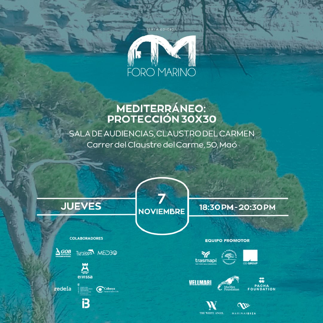 📢Demà tens una cita amb el <a href="/ForoMarino/">Foro Marino</a> 

La clausura de la 6a edició posarà el focus en la protecció del 30 % de l'oceà
👇
Amb la participació d' <a href="/ATursiops/">Asociación Tursiops</a>, <a href="/gobmenorca/">GOB Menorca</a>, <a href="/OceanNoe/">Noelia Hernández</a> i Irene Estaún. 

🗓️7 novembre
🕐18:30
📍Claustre del Carme, Maó