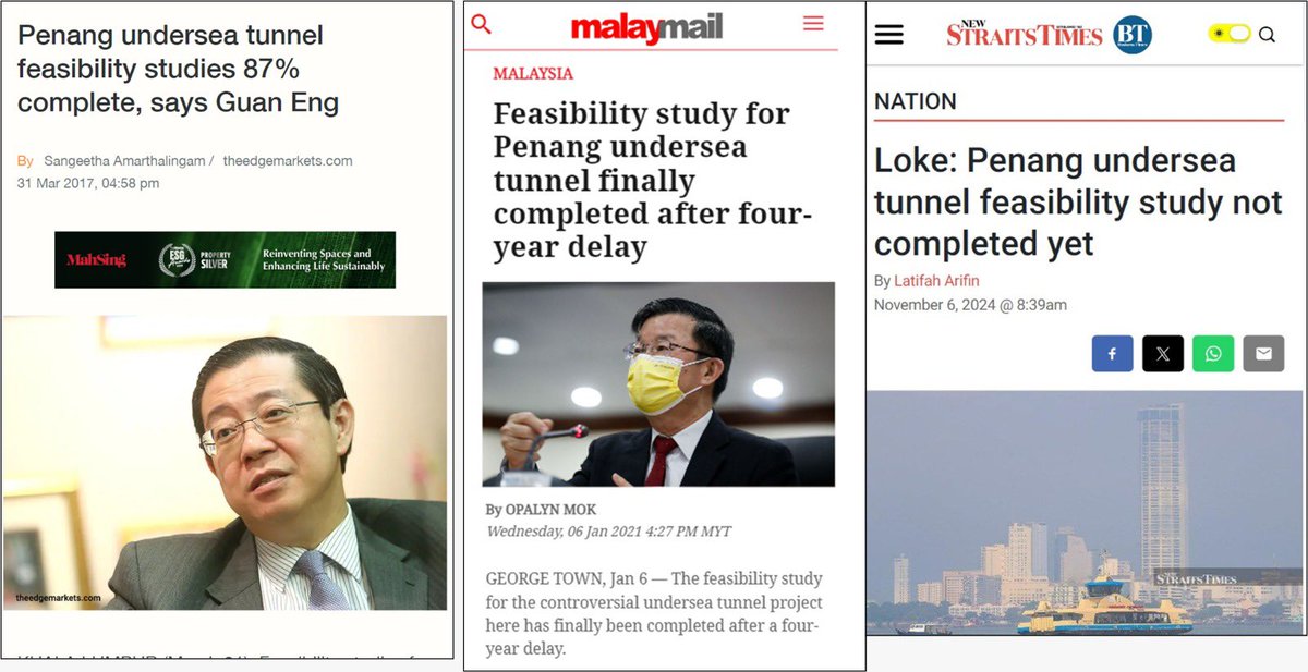 NaratifRakyat's tweet photo. Macam ini lah:

Tahun 2017: Ketua Menteri DAP Pulau Pinang kata laporan sudah 87% siap.

Tahun 2021: Ketua Menteri DAP Pulau Pinang kata laporan sudah 100% siap.

Tahun 2024: Menteri Pengangkutan DAP kata laporan belum siap. https://t.co/tOBRg4gJvP