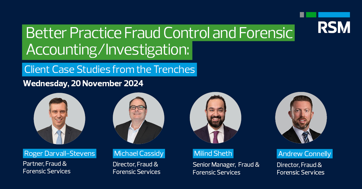RSM_au's tweet image. We are only two weeks away from presenting our free webinar discussing real-world case studies on better practice fraud control and forensic investigations. Don’t miss out—register now 👉 bit.ly/3YQSfku 

#FraudWeek #FraudPrevention #FraudControl