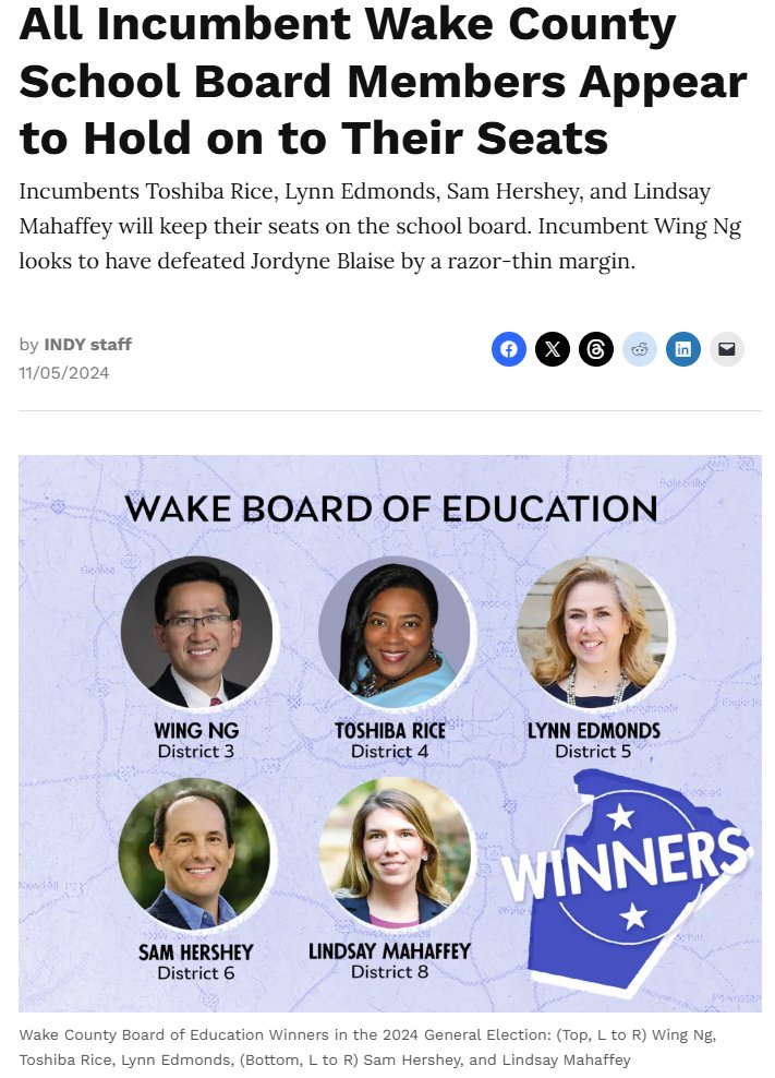 Major News in Wake County Schools in North Carolina, the largest school district in the state.

Moms For Liberty-aligned candidates running on an anti-LGBTQ+ platform were mostly swept, with only Ng winning to retain his seat.

North Carolina has rejected anti-trans politics.