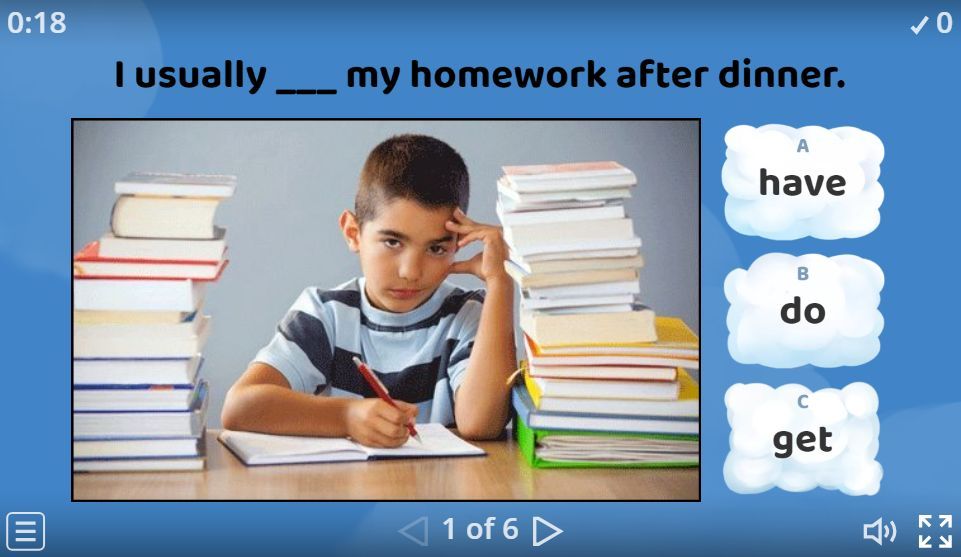 getwordwall's tweet image. 🗣️ Boost your English with our Everyday Actions Activity! 📚✨ Practice #PresentSimple tense and describe daily routines with confidence. 🎉 Ideal for all levels, this interactive game makes grammar fun. 🌟✍️ 👉 buff.ly/4fijtWR #Wordwall #EnglishLearning #GrammarGames